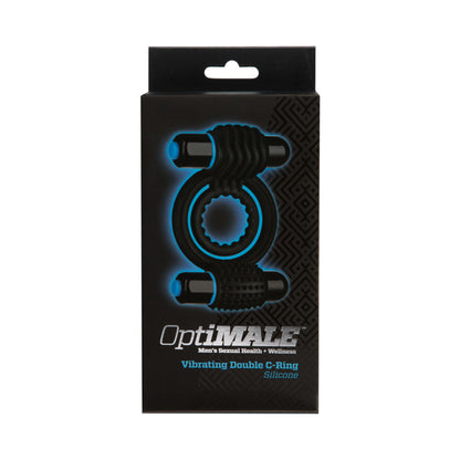 DOC JOHNSON - OPTIMALE – ANEL DUPLO EM C VIBRATÓRIO PRETO