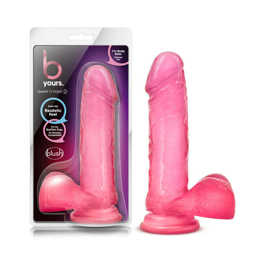 BLUSH - B YOURS SWEET 'N HARD 2 REALISTIC 7.75 IN. DILDO WITH BALLS PINK