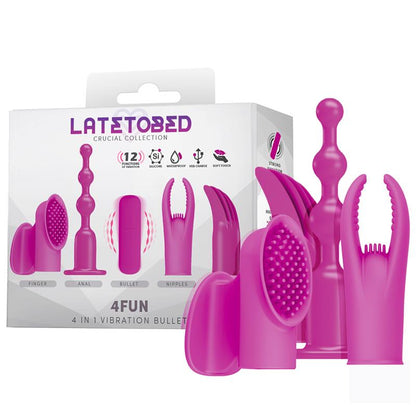 LATETOBED - 4FUN BALA VIBRADOR Y 4 FUNDAS USB IMPERMEABLE SILICONA