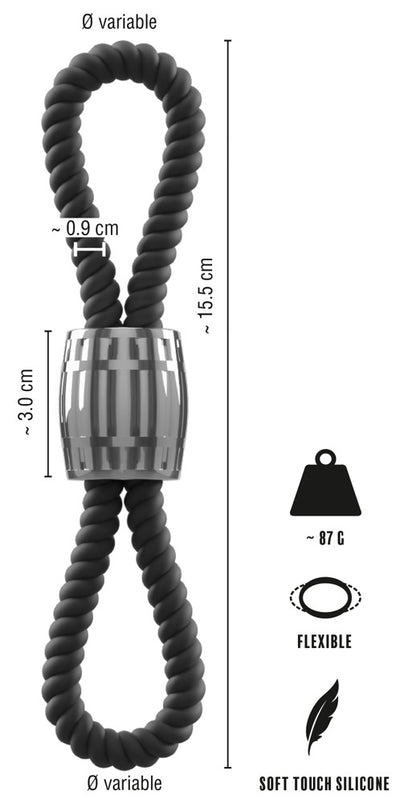REBEL - HEAVY ROPE COCK STRAP WITH TWO LOOPS