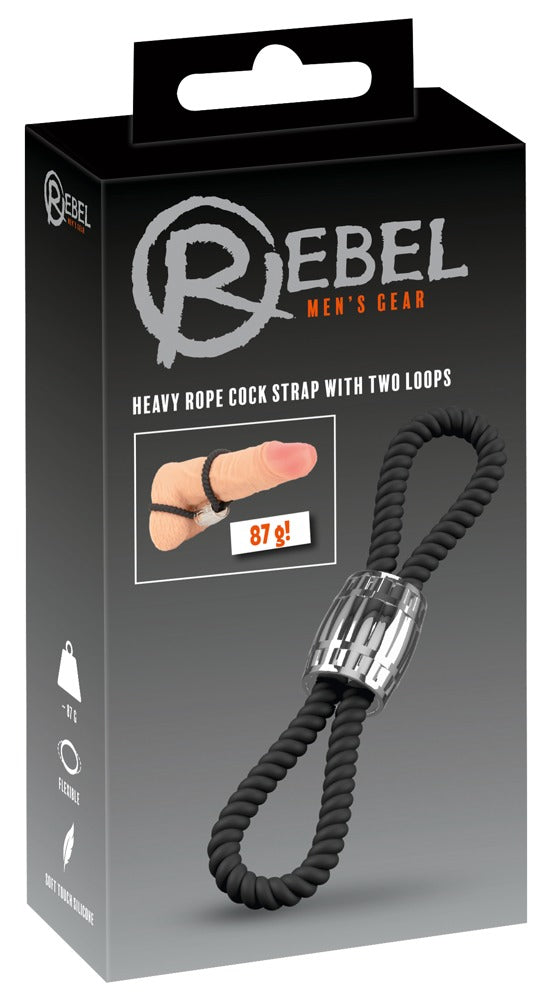 REBEL - HEAVY ROPE COCK STRAP WITH TWO LOOPS