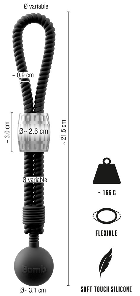 REBEL - HEAVY ROPE COCK STRAP WITH BALL