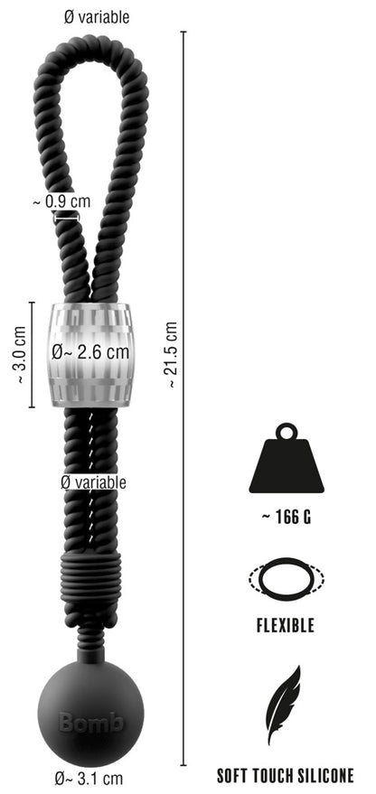 REBEL - HEAVY ROPE COCK STRAP WITH BALL