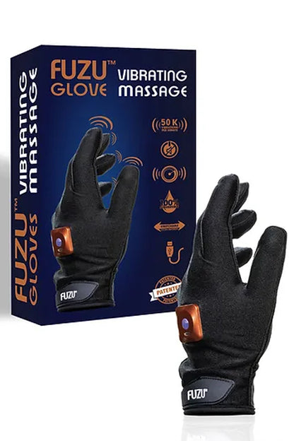 FUZU - VIBRATING MASSAGE GLOVE LEFT HAND MEDIUM - BLACK