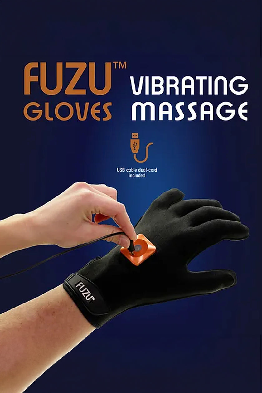 FUZU - VIBRATING MASSAGE GLOVE LEFT HAND MEDIUM - BLACK