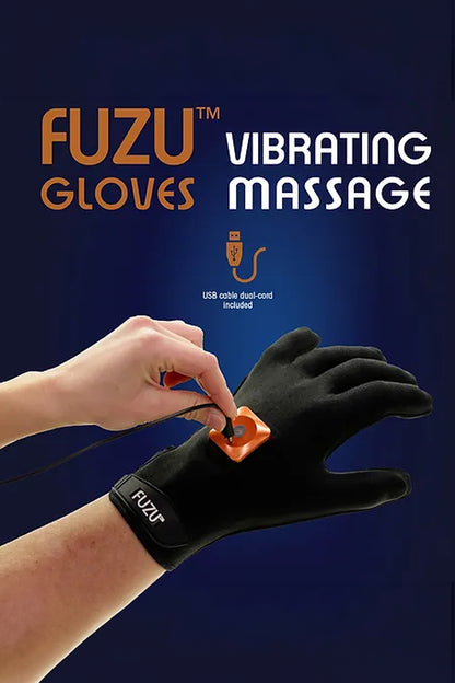 FUZU - VIBRATING MASSAGE GLOVE LEFT HAND MEDIUM - BLACK