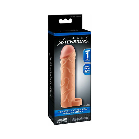 PIPEDREAM - FANTASY X-TENSIONS PERFECT 1 IN. EXTENSION WITH BALL STRAP BEIGE
