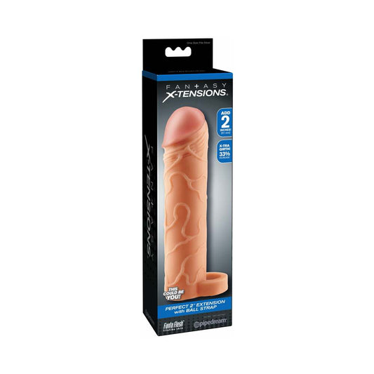 PIPEDREAM - FANTASY X-TENSIONS PERFECT 2 IN. EXTENSION WITH BALL STRAP BEIGE