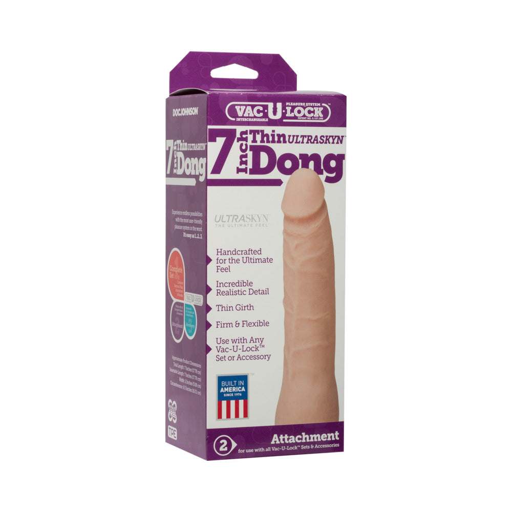 DOC JOHNSON - VAC-U-LOCK- 7-INCH THIN DONG - ULTRASKYN WHITE