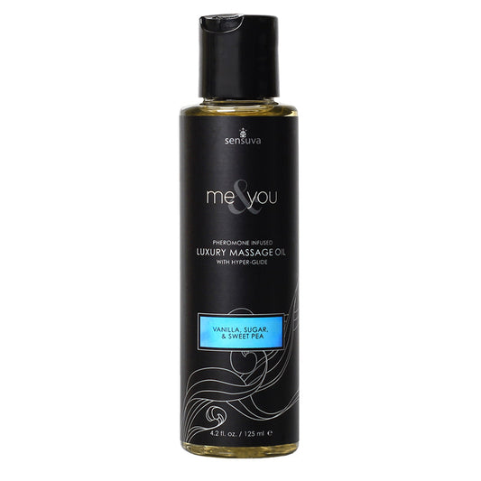 SENSUVA - ME & YOU PHEROMONE-INFUSED LUXURY MASSAGE OIL VANILLA, SUGAR, AND SWEET PEA 4.2 OZ.