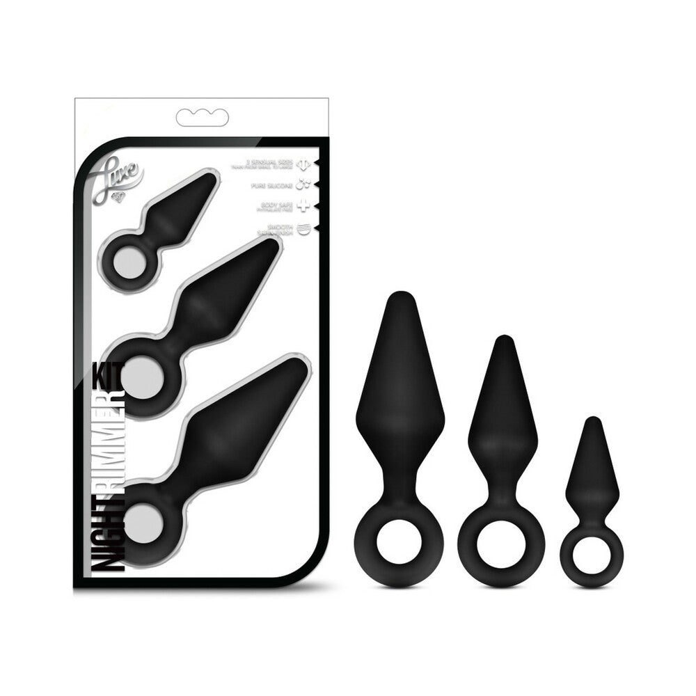 BLUSH - LUXE NIGHT RIMMER 3-PIECE SILICONE ANAL PLUG KIT BLACK