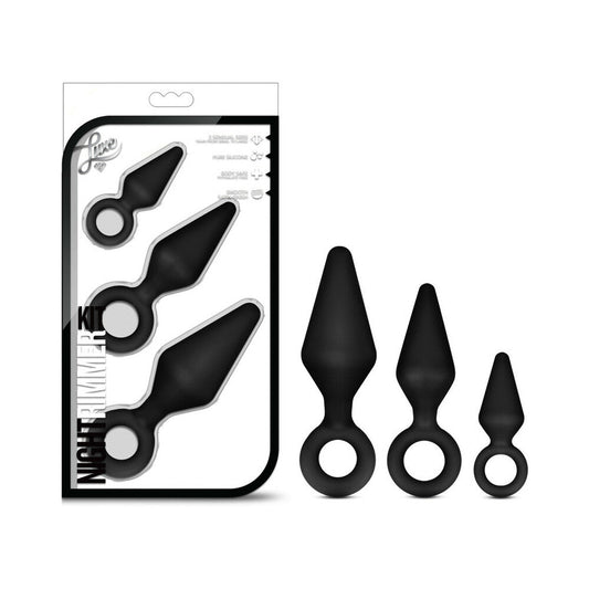 BLUSH - LUXE NIGHT RIMMER 3-PIECE SILICONE ANAL PLUG KIT BLACK