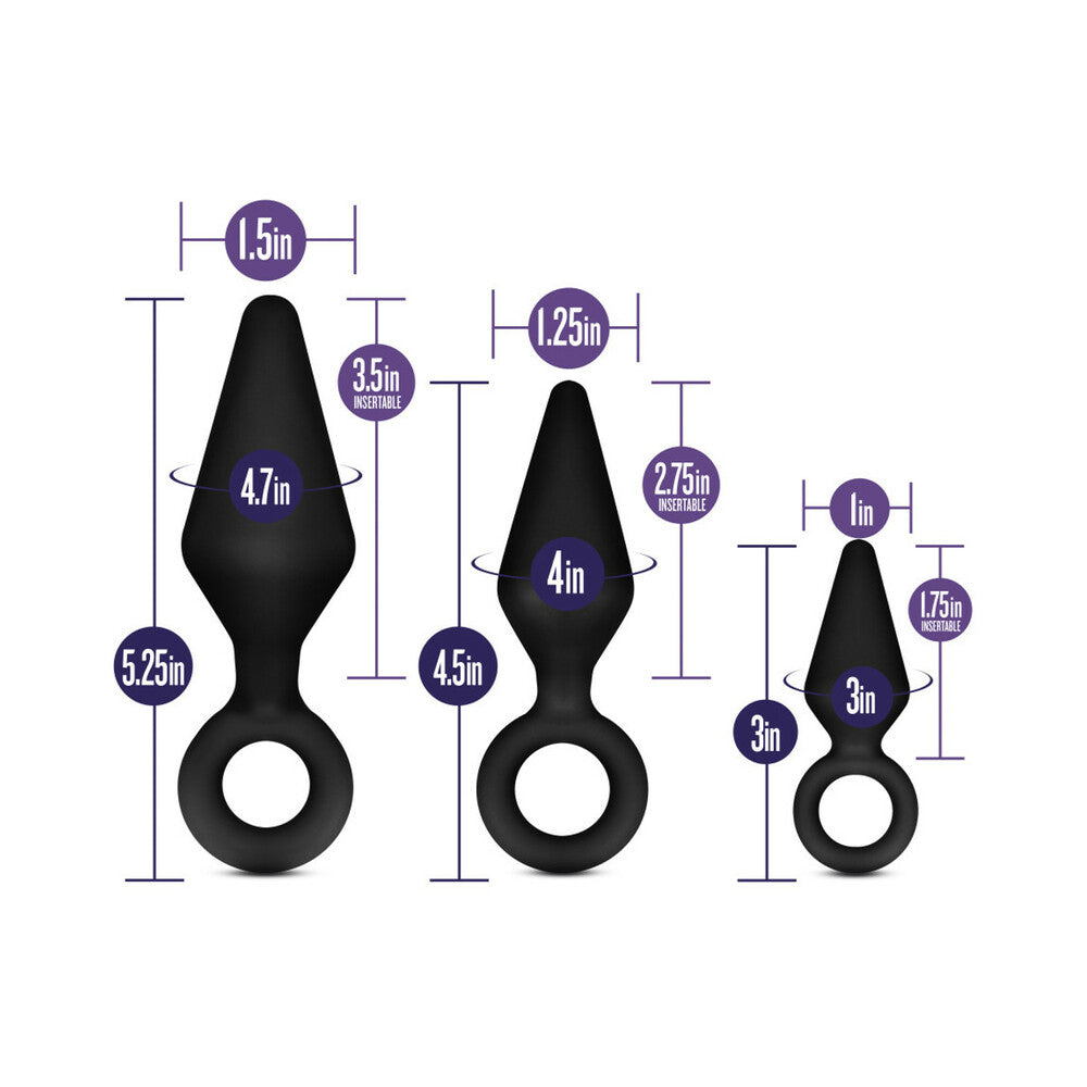 BLUSH - LUXE NIGHT RIMMER 3-PIECE SILICONE ANAL PLUG KIT BLACK