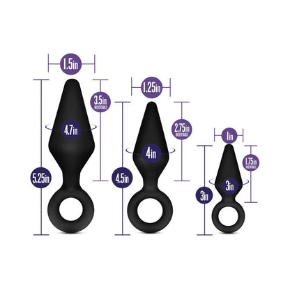 BLUSH - LUXE NIGHT RIMMER 3-PIECE SILICONE ANAL PLUG KIT BLACK