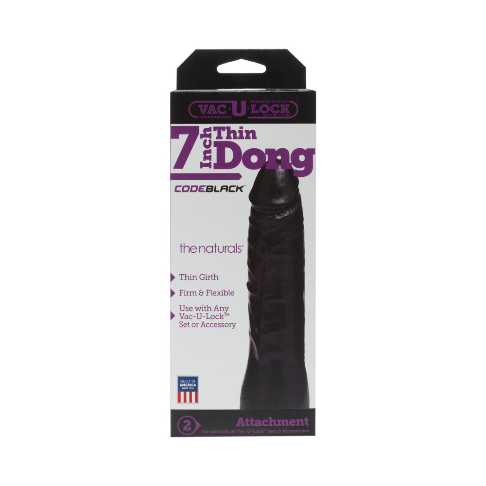 DOC JOHNSON - VAC-U-LOCK - 7IN THIN DONG - THE NATURALS CODEBLACK