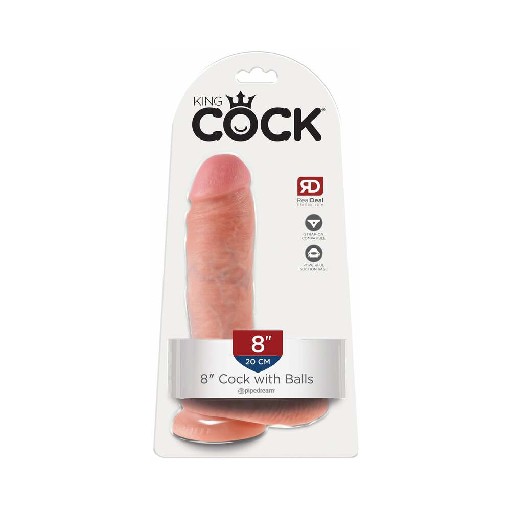 PIPEDREAM - KING COCK 8 IN. REALISTIC SUCTION CUP DILDO WITH BALLS BEIGE