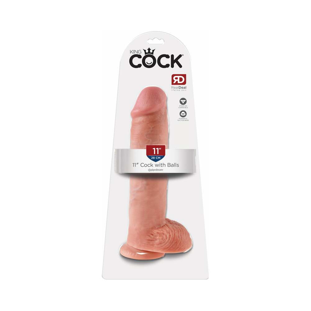 PIPEDREAM - KING COCK 11 IN. REALISTIC SUCTION CUP DILDO WITH BALLS BEIGE