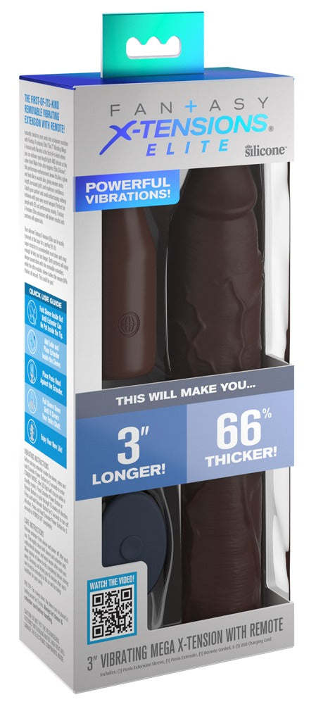 FANTASY X-TENSIONS ELITE - 3" VIBRATING MEGA X-TENSION WITH REMOTE