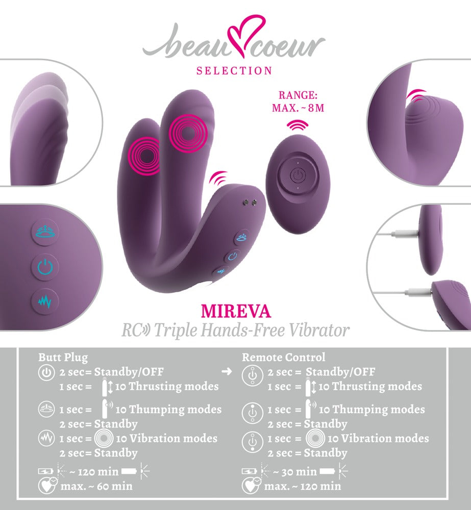 BEAU COEUR - MIREVA RC TRIPLE HANDS-FREE VIBRATOR