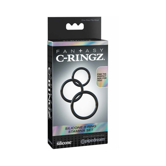 PIPEDREAM - FANTASY C-RINGZ SILICONE 3-RING STAMINA SET BLACK
