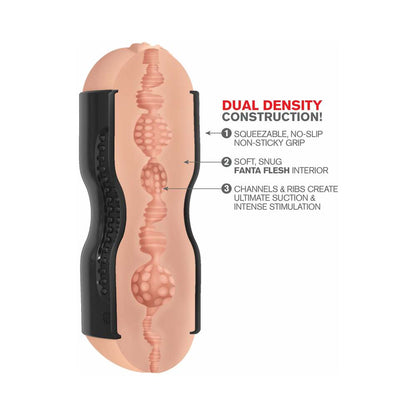 PDX BRANDS - MASTURBADOR PDX TIGHT GRIP PUSSY & ASS DE DUPLA DENSIDADE E MOLDÁVEL BEGE/PRETO
