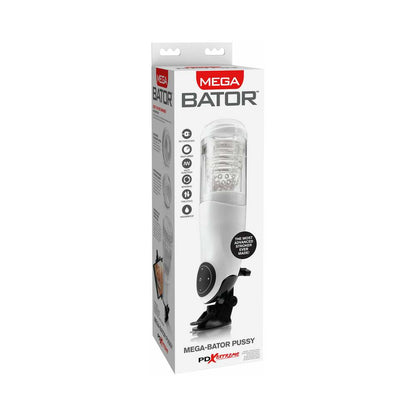 PDX BRANDS - PDX MEGA-BATOR PUSSY ROTATING THRUSTING STROKER WITH SUCTION CUP CLEAR/WHITE