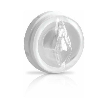PDX BRANDS - PDX MEGA-BATOR PUSSY ROTATING THRUSTING STROKER WITH SUCTION CUP CLEAR/WHITE