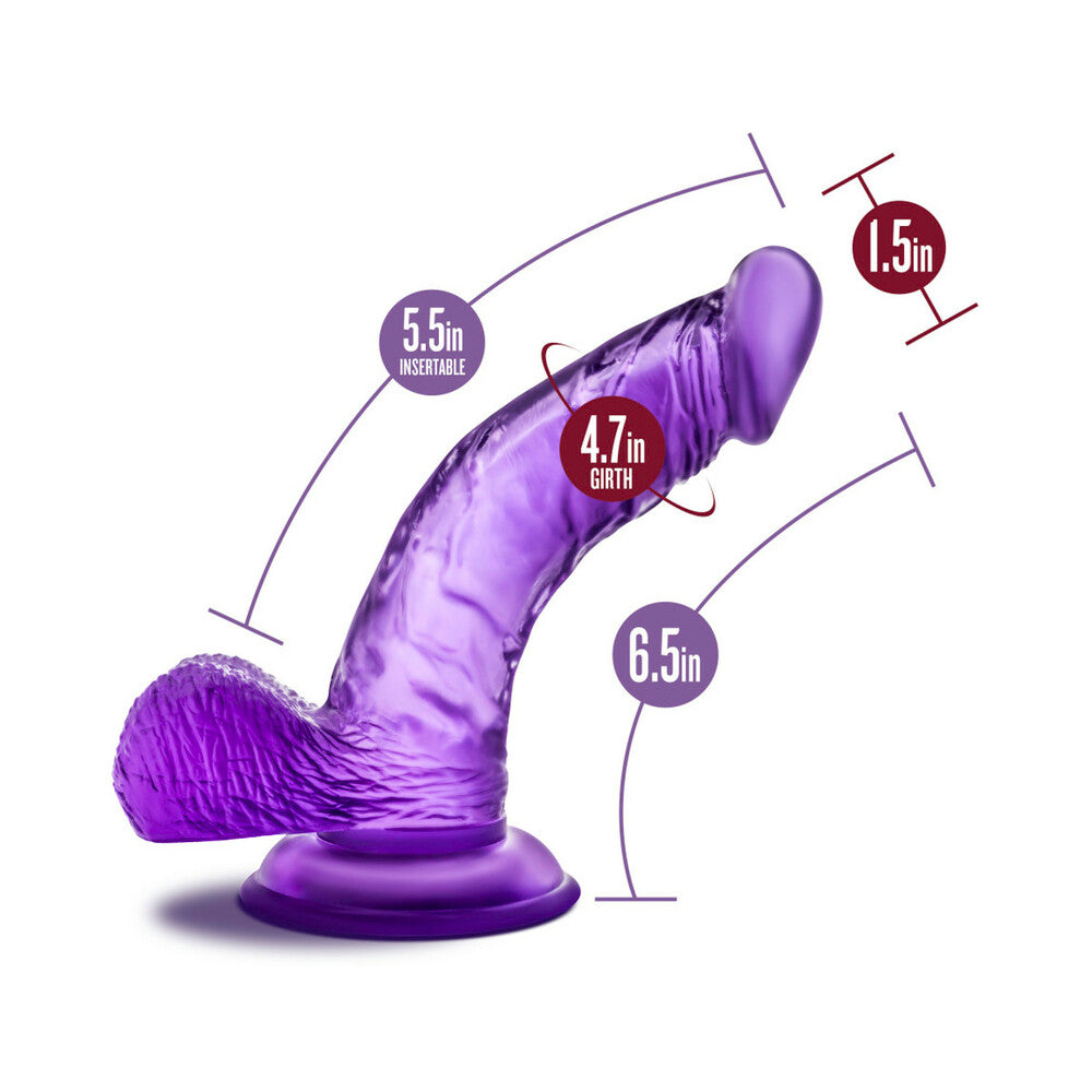 BLUSH - B YOURS SWEET 'N HARD 8 REALISTIC 6.5 IN. DILDO WITH BALLS PURPLE