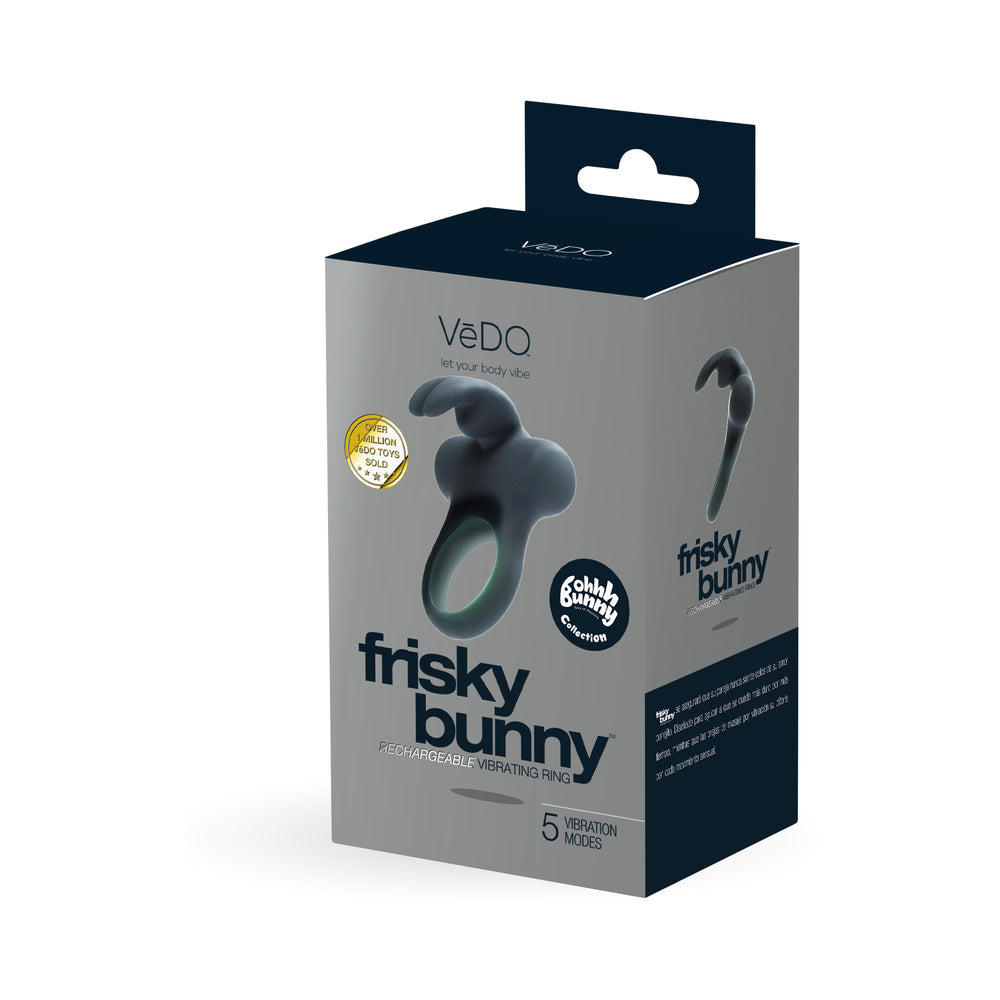 VEDO - FRISKY BUNNY RECHARGEABLE VIBRATING RING - BLACK PEARL