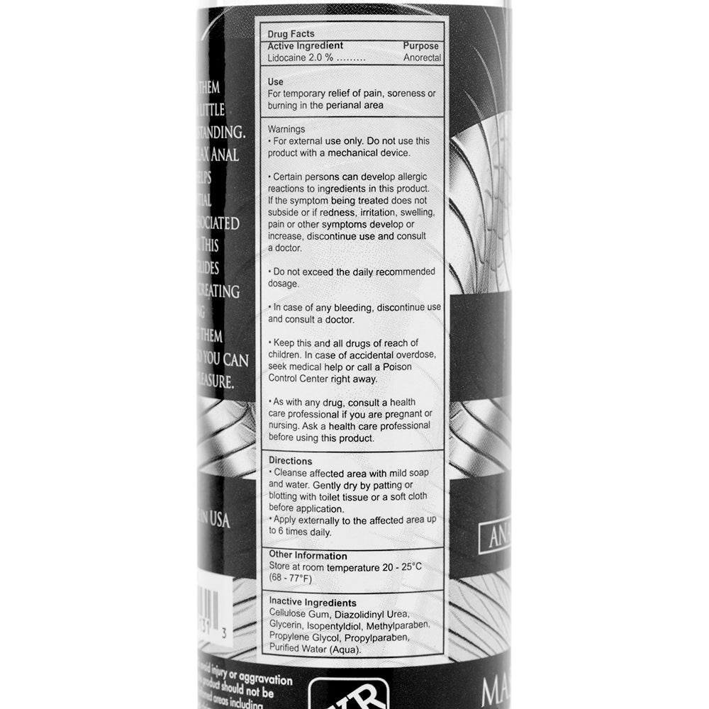 XR BRANDS - MASTER SERIES ASS RELAX LUBRIFICANTE DESSENSIBILIZANTE 4,25 OZ.