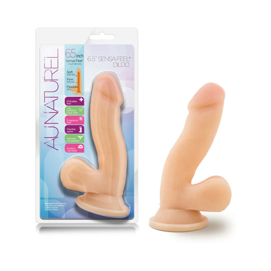 BLUSH - AU NATUREL 6.5 IN. POSABLE DUAL DENSITY DILDO WITH BALLS