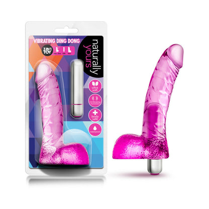 BLUSH - NATURALLY YOURS VIBRATING DING DONG 6.5 IN. DILDO WITH BALLS & VIBRATOR PINK