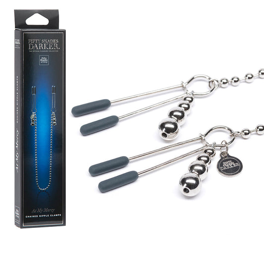 FIFTY SHADES OF GREY - FIFTY SHADES DARKER AT MY MERCY PINÇAS PARA MAMILOS COM CORRENTE DE CONTAS
