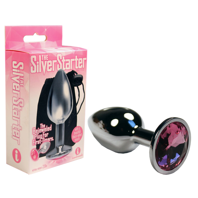 ICON BRANDS - THE 9'S, THE SILVER STARTER, BEJEWELED STAINLESS STEEL PLUG PINK