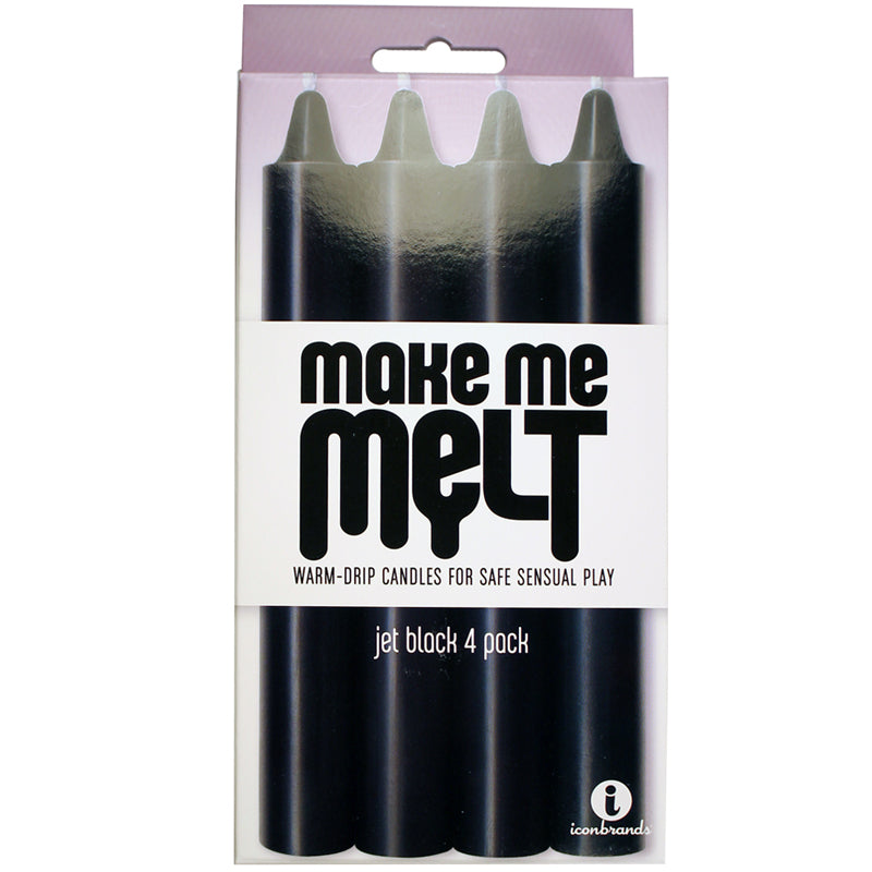 ICON BRANDS - THE 9'S, VELAS SENSUAIS DE CERA QUENTE MAKE ME MELT, PACOTE DE 4, PRETO INTENSO