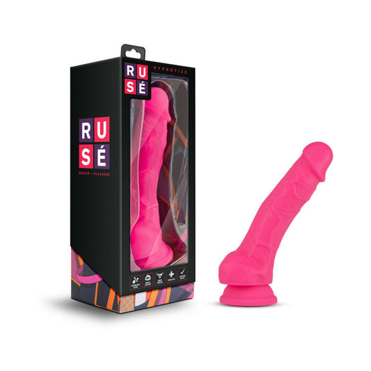 BLUSH - RUSE HYPNOTIZE REALISTIC 7.5 IN. SILICONE DILDO WITH BALLS & SUCTION CUP HOT PINK