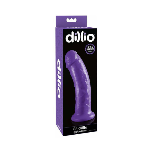 PIPEDREAM - DILLIO 8 IN. REALISTIC DILDO WITH SUCTION CUP PURPLE
