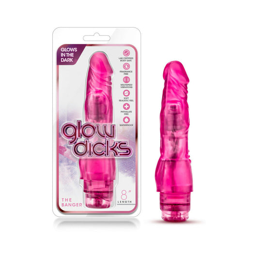 BLUSH - GLOW DICKS THE BANGER REALISTIC 8 IN. VIBRATING DILDO PINK