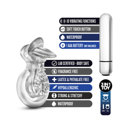 BLUSH - STAY HARD 10 FUNCTION VIBRATING TONGUE RING CLEAR