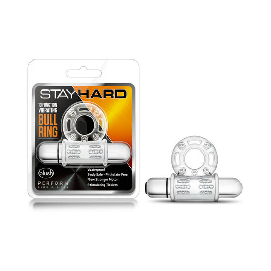 BLUSH - ANEL PENIAN VIBRATÓRIO STAY HARD DE 10 FUNÇÕES TRANSPARENTE
