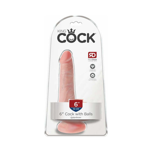 PIPEDREAM - KING COCK 6 IN. COCK WITH BALLS REALISTIC SUCTION CUP DILDO BEIGE