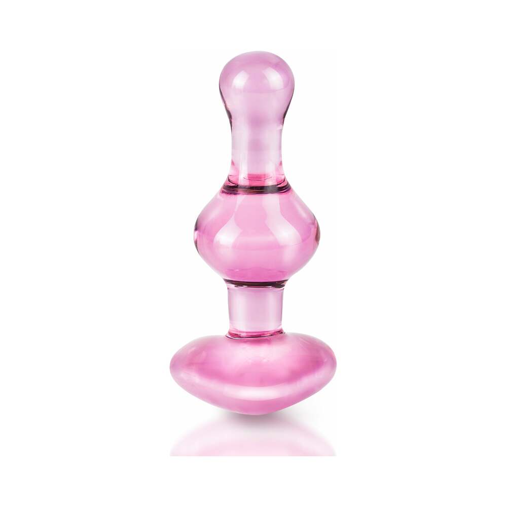 PIPEDREAM - ICICLES N.º 75 MASSAGUADOR DE VIDRO COM CONTAS E BASE EM FORMA DE CORAÇÃO ROSA