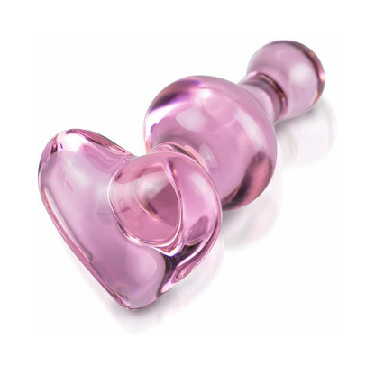 PIPEDREAM - ICICLES N.º 75 MASSAGUADOR DE VIDRO COM CONTAS E BASE EM FORMA DE CORAÇÃO ROSA