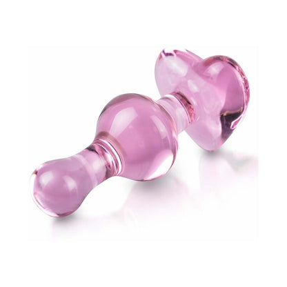 PIPEDREAM - ICICLES N.º 75 MASSAGUADOR DE VIDRO COM CONTAS E BASE EM FORMA DE CORAÇÃO ROSA