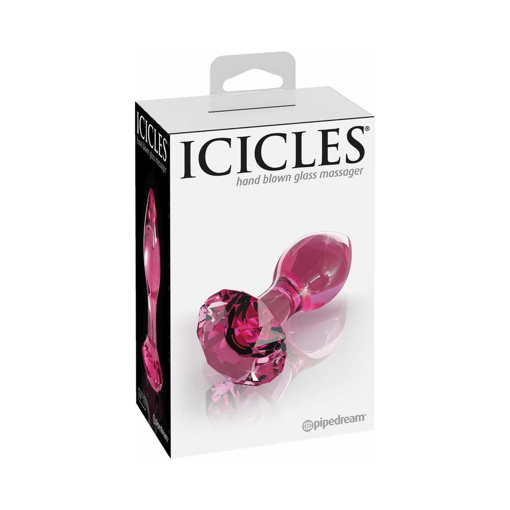 PIPEDREAM - ICICLES N.º 79 PLUG ANAL DE VIDRO COM BASE FACETADA ROSA