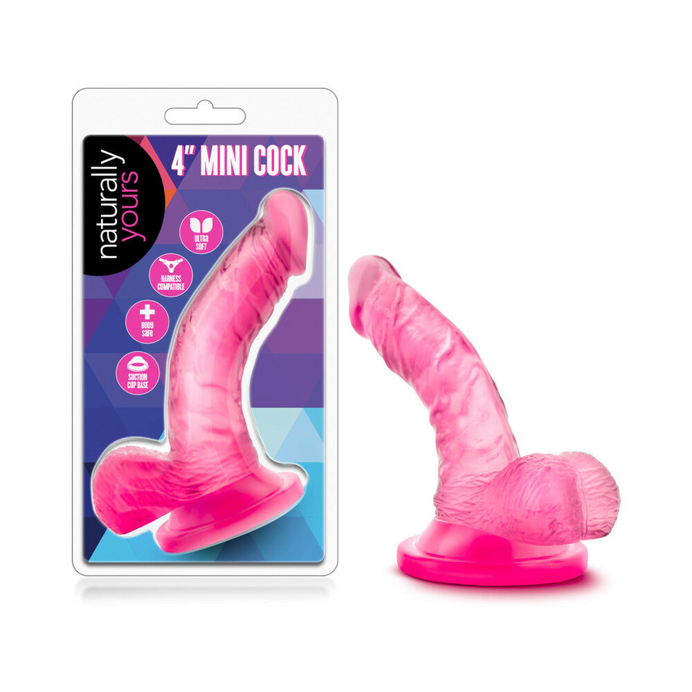 BLUSH - NATURALLY YOURS 4 IN. MINI COCK REALISTIC DILDO WITH BALLS PINK