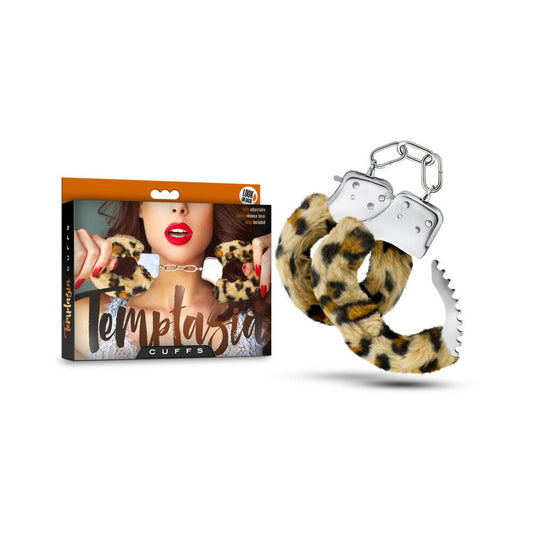 BLUSH - TEMPTASIA ADJUSTABLE FAUX FUR CUFFS LEOPARD