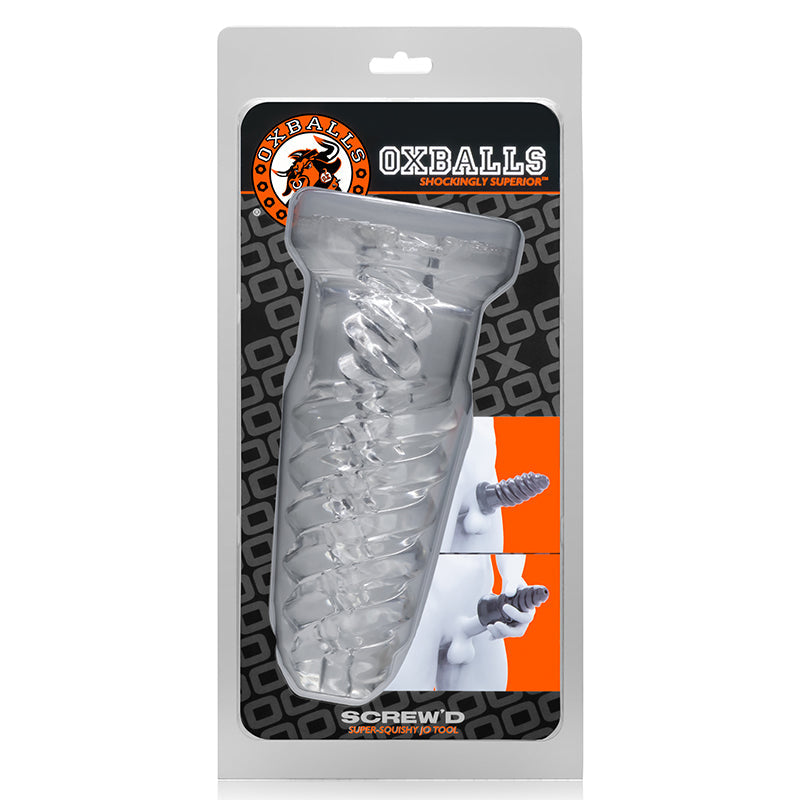 OXBALLS - SCREW'D, SUPER SQUISH CORKSCREW JACKOFF TOY, CLEAR