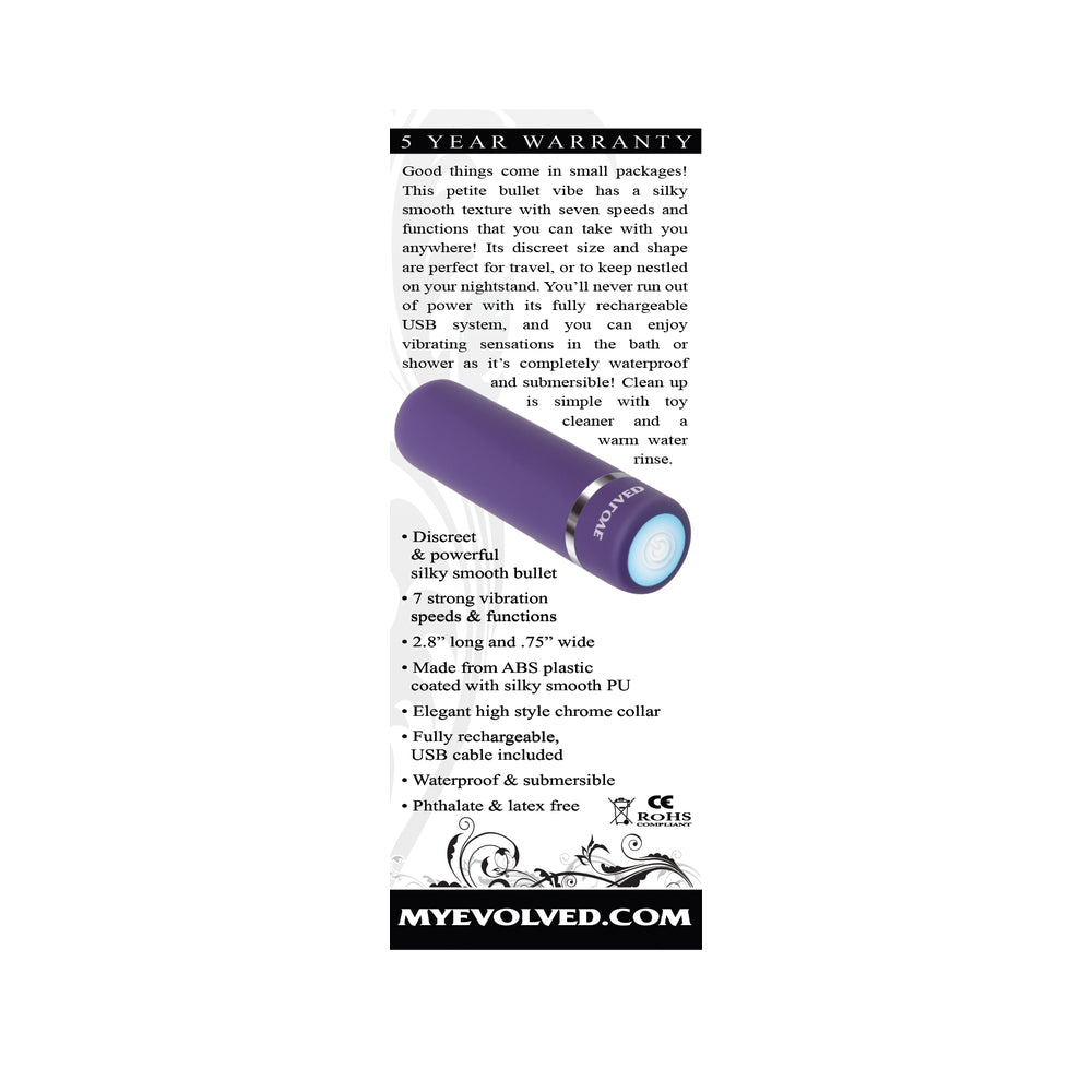 EVOLVED - PURPLE PASSION RECHARGEABLE PETITE BULLET VIBRATOR