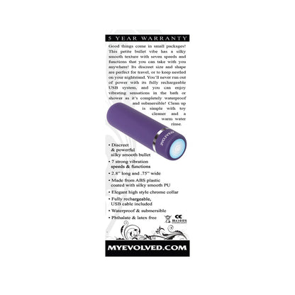 EVOLVED - PURPLE PASSION RECHARGEABLE PETITE BULLET VIBRATOR